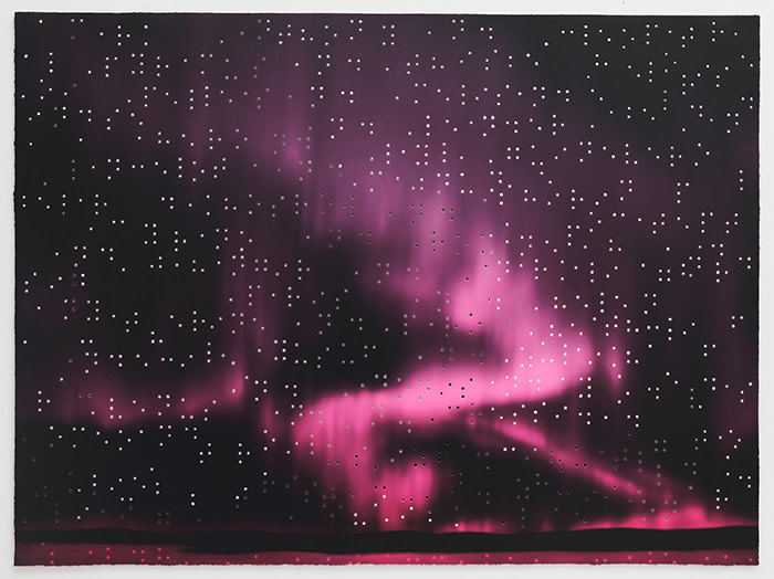 TERESITA FERNÁNDEZ Night Writing (Liang Shanbo and Zhu Yingtai), 2011 Colored and shaped paper pulp with ink jet assembled with mirror 49.21 x 66.14 inches (paper) 125 x 168 cm 55 x 73 inches (framed) 139.7 x 185.4 cm Courtesy of the Artist, Lehmann Maupin Gallery, New York and STPI Singapore