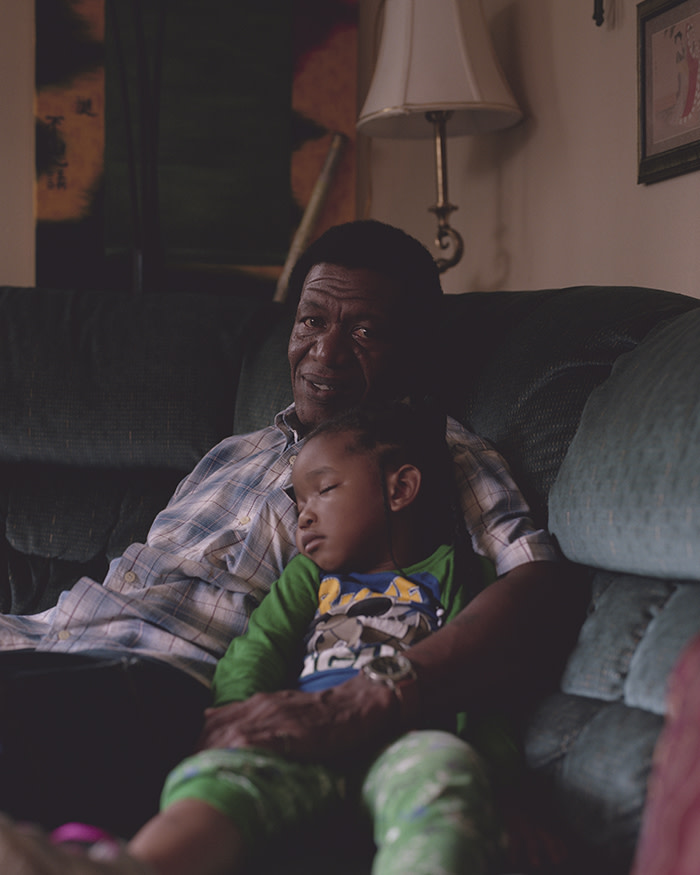 Ricky Hawthorne and his granddaughter at their home in Baton Rouge, Louisiana