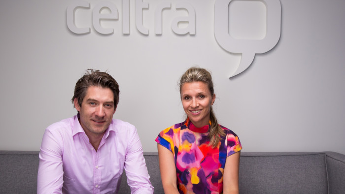 Photo by Bryce Vickmark for the Financial Times 6/4/15 - Mihael Mikek, CEO and co-founder and Maja Drolec, CFO and co-founder of Celtra, an ad tech company, at their offices in Boston, MA, USA.