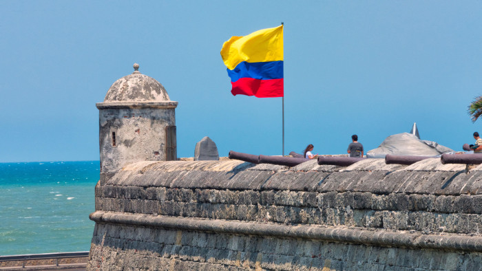TTW1FR The walls and cannon in the old town, Cartagena, UNESCO World Heritage site, Bolivar Department, Colombia