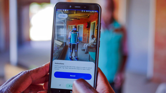 The Patana AI app is used to assess the body movements of a man in a Bulawayo nursing home