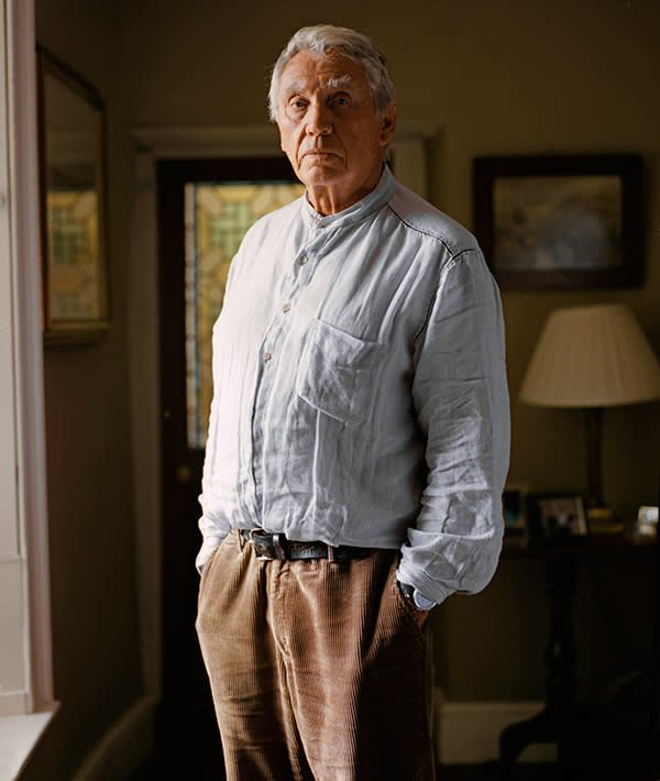 Don McCullin in the sitting room of his home in Somerset, England