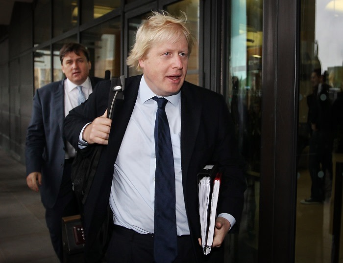 LONDON, ENGLAND - SEPTEMBER 06: London Mayor Boris Johnson (R) and his deputy Kit Malthouse arrive at Portcullis House on September 6, 2011 in London, England. The Home Affairs Select Committee is hearing evidence on the riots that took place in London and other English cities in August. (Photo by Peter Macdiarmid/Getty Images)