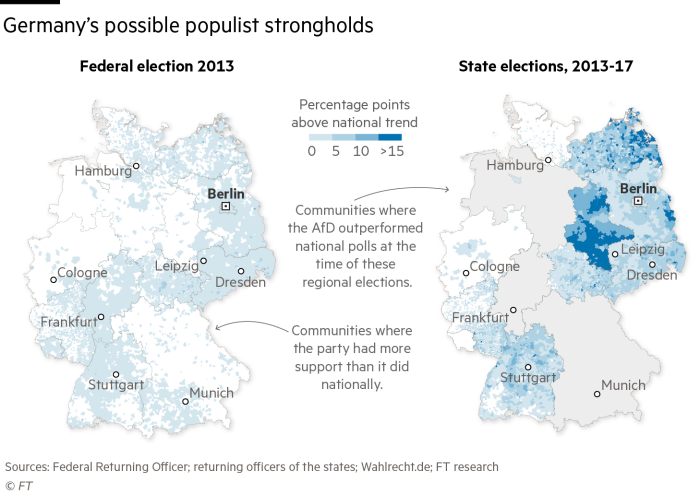 Germany’s possible populist strongholds