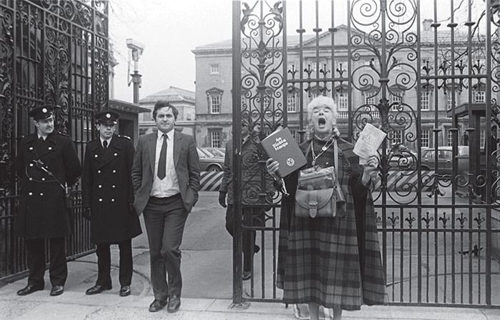 Fianna Fáil politician Bertie Ahern, later Ireland’s Taoiseach, leaves the Dáil after the vote to enshrine the eighth amendment, 1983