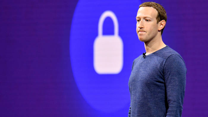 (FILES) In this file photo taken on May 1, 2018, Facebook CEO Mark Zuckerberg speaks during the annual F8 summit at the San Jose McEnery Convention Center in San Jose, California. It has turned into a brutal reality check for Facebook. The social network star -- which had weathered storms over privacy and data protection -- is now looking ahead at a cloudier financial future that threatens to end its years-long breakneck growth pace. Shares in Facebook plummeted 19 percent to $175.30 in early trade Thursday, wiping out some $100 billion -- believed to be the worst single-day evaporation of market value for any company. / AFP PHOTO / JOSH EDELSONJOSH EDELSON/AFP/Getty Images