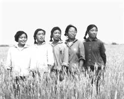 Cao Yifei in her youth, with some friends in the fields
