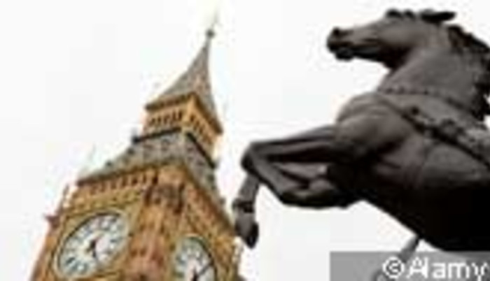 Big Ben and horse statue