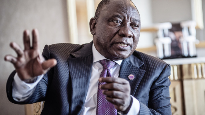 18/4/2018 Cyril Ramaphosa, President of South Africa, photographed during an interview with the Financial Times this afternoon at the Hilton, Park Lane, London.