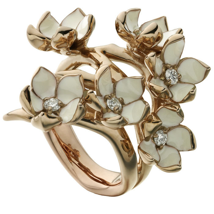 Shaun Leane's Gold vermeil, enamel and diamond ‘Cherry Blossom’ ring, £1,100, shaunleane.com