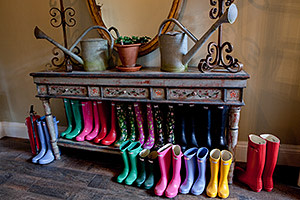Wellies in the hall at the Pig