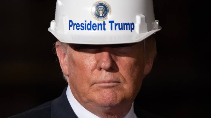 TOPSHOT - US President Donald Trump tours US Steel's Granite City Works steel mill in Granite City, Illinois on July 26, 2018. / AFP PHOTO / SAUL LOEBSAUL LOEB/AFP/Getty Images