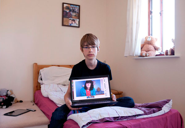 Tom, whose story is told in ‘InRealLife’, in his bedroom at home