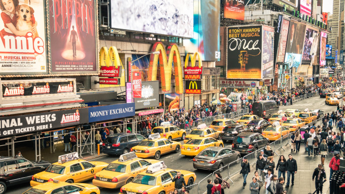 New York's yellow taxi cabs in Time Square
