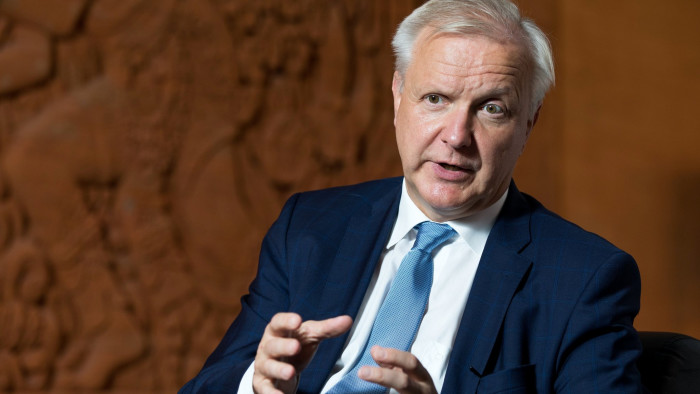 Olli Rehn, governor of the Bank of Finland, speaks during an interview on the sidelines at the IMF and World Bank Group Annual Meetings in Nusa Dua, Bali, Indonesia, on Sunday, Oct. 14, 2018. Convergence to sustainable price stability in the euro area “requires significant monetary stimulus” and this calls for “prudence and for a gradual approach to monetary policy normalization,” Rehn said during a panel discussion at the forum.  Photographer: SeongJoon Cho/Bloomberg