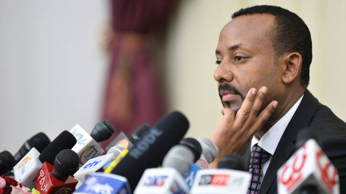 Ethiopia's Prime minister Abiy Ahmed speaks during a press conference at his office in Addis Ababa, on August 25, 2018. (Photo by Michael Tewelde / AFP)MICHAEL TEWELDE/AFP/Getty Images