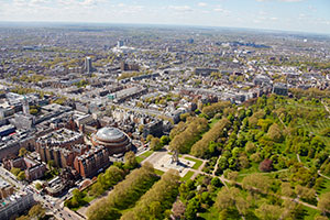 Aerial view of Hyde Park and Knightsbridge