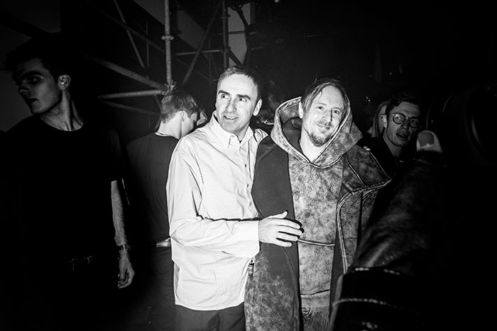 Raf Simons and Sterling Ruby at the Calvin Klein After Party at the Calvin Klein headquarters in New York, February 11, 2017. Credit: Mark Peterson / Redux / eyevine For further information please contact eyevine tel: +44 (0) 20 8709 8709 e-mail: info@eyevine.com www.eyevine.com