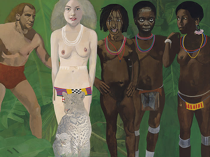 Peter Blake Tarzan Meets the Jungle Goddess, 1970s–1994 oil on canvas 36 1/4 x 48 in / 92.1 x 121.9 cm Our ref. B45173