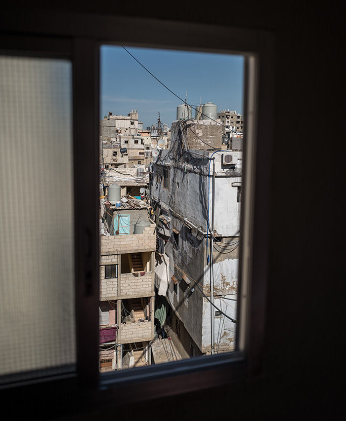 Picture by Charlie Bibby/Financial Times Financial Times seasonal appeal. Habitat for Humanity in Lebanon with Chloe Cornish. Pictures shows: The view from the house of Abu Suleiman in the Shatila refugee slum For FT magazine.