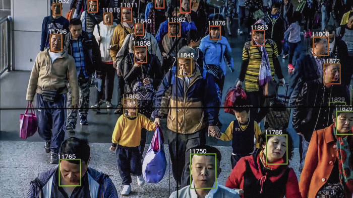 Monitors display a video showing facial recognition software in use at the headquarters of the artificial intelligence company Megvii, in Beijing, May 10, 2018. Beijing is putting billions of dollars behind facial recognition and other technologies to track and control its citizens. (Gilles SabriÈ/The New York Times) Credit: New York Times / Redux / eyevine For further information please contact eyevine tel: +44 (0) 20 8709 8709 e-mail: info@eyevine.com www.eyevine.com