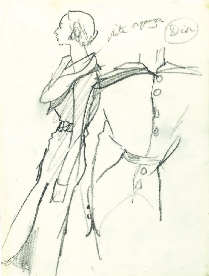 No Number:Sketch of a Christian Dior suit by Francis Mashall,1950