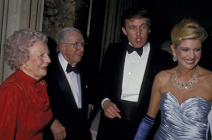 Donald and Ivana Trump with Norman Vincent Peale and his wife Ruth, New York, May 1988