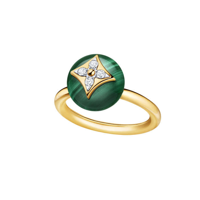 B Blossom ring — Yellow and white gold, malachite and diamonds, €2,950