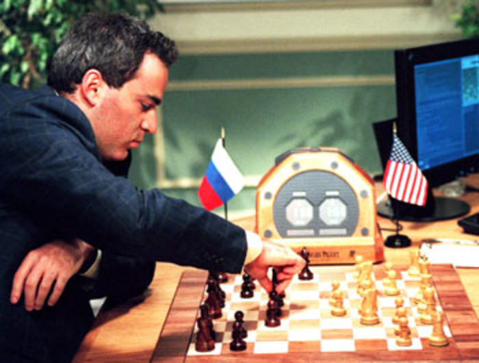Garry Kasparov plays against the IBM Deep Blue chess computer, May 1997
