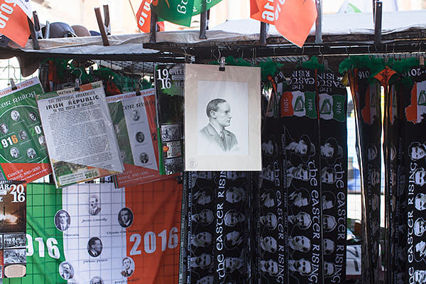 Memorabilia for sale in Dublin, including the text of the proclamation