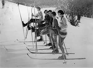 Women try out their skis in 1935