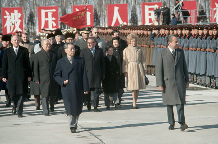 Former US president Richard Nixon with premier Zhou Enlai, during Nixon’s visit to China in 1972
