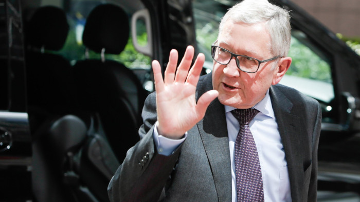 Mandatory Credit: Photo by ARIS OIKONOMOU/EPA-EFE/REX/Shutterstock (10238614n)
President of the ESM, Klaus Regling,  arrives at the  Eurogroup finance ministers meeting  at the European Council in Brussels, Belgium, 16 May 2019. The Eurogroup will exchange views on the economic situation of the euro area following  the European Commission Spring forecast published on 7 May.
Eurogroup finance ministers meeting, Brussels, Belgium - 16 May 2019