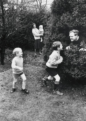 John le carré at home with his first wife Ann and their three sons, 1964