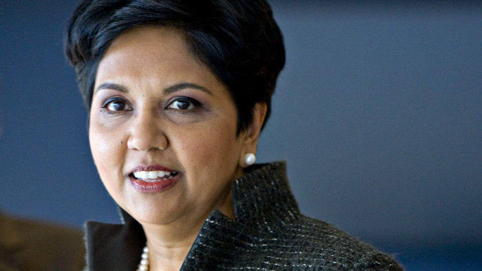 PepsiCo Chairman Indra Nooyi Speaks At Investor Meeting...Indra Nooyi, chairman and chief executive officer of PepsiCo Inc., speaks to reporters following a PepsiCo investor meeting at Yankee Stadium in New York, U.S., on Monday, March 22, 2010. PepsiCo, the world's second-largest soft-drink maker, redesigned its beverage packaging and marketing in 2009, and purchased its two largest drink distributors to boost sales in the U.S. and take greater control over delivery. The company, which has relied on emerging markets for soft-drink growth, is pushing no-calorie offerings overseas. Photographer: Jin Lee/Bloomberg