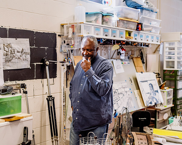 Kerry James Marshall in his studio in Chicago: 'There’s not the kind of desperation or competitive feeling you get in New York'