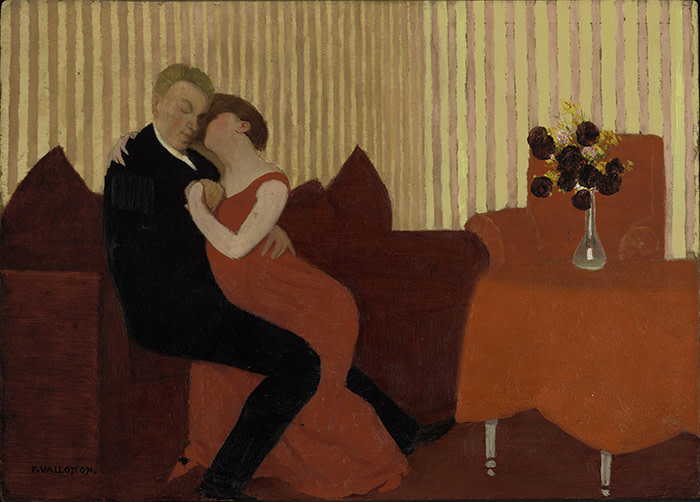 Félix Vallotton, The Lie (Le Mensonge), 1897. Oil on cardboard, 24 x 33.4 cm. The Baltimore Museum of Art. The Cone Collection, formed by Dr. Claribel Cone and Miss Etta Cone of Baltimore, Maryland, BMA 1950.298. Photography: Mitro Hood Exhibition organised by the Royal Academy of Arts, London and The Metropolitan Museum of Art, New York, in collaboration with Fondation Félix Vallotton, Lausanne This image is owned by The Baltimore Museum of Art; permission to reproduce this work of art must be granted in writing. Third party copyright may also be involved.