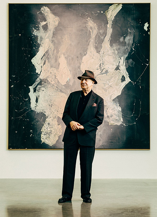 Georg Baselitz at the White Cube gallery in Bermondsey, London, in front of ‘Ach, Rosa, Ach Rosa’ (2015)
