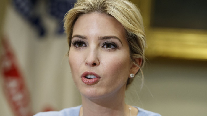 FILE - In this May 17, 2017, file photo, Ivanka Trump hosts a meeting on human trafficking with congressional leaders in the White House in Washington. Trump is facing online criticism after the Twitter account for her lifestyle brand tweeted on May 28, 2017, about making champagne popsicles for Memorial Day. (AP Photo/Evan Vucci, File)