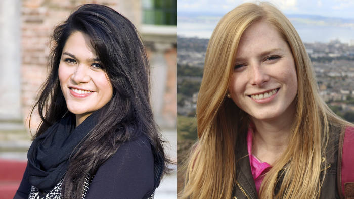 Business school scholarships for different nationalities, Fabiola Osornia who is attending Nyenrode Business School in the Netherlands and Kelly McCracken a US citizen of Scottish heritage who is going to Edinburgh Business School in September 2017