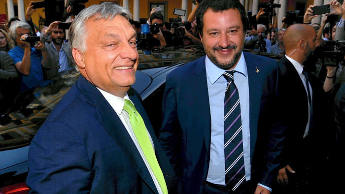 VatItaly, Milan - August 28, 2018 Italian interior minister Matteo Salvini meets Hungarian PM Viktor Orbán to discuss anti-migration plan.