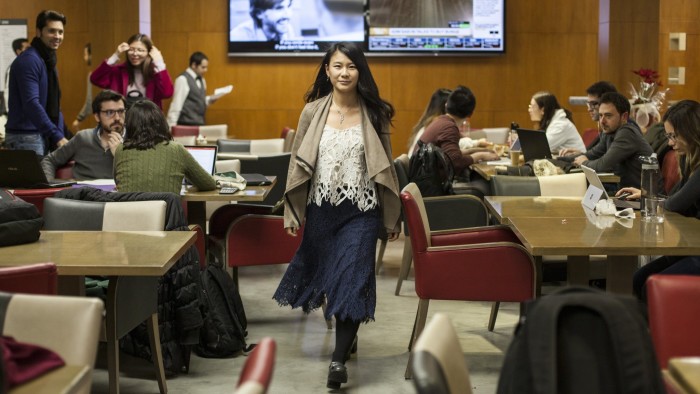 Faith Xu Jieqiong in the cafeteria of Iese Business school, Barcelona
