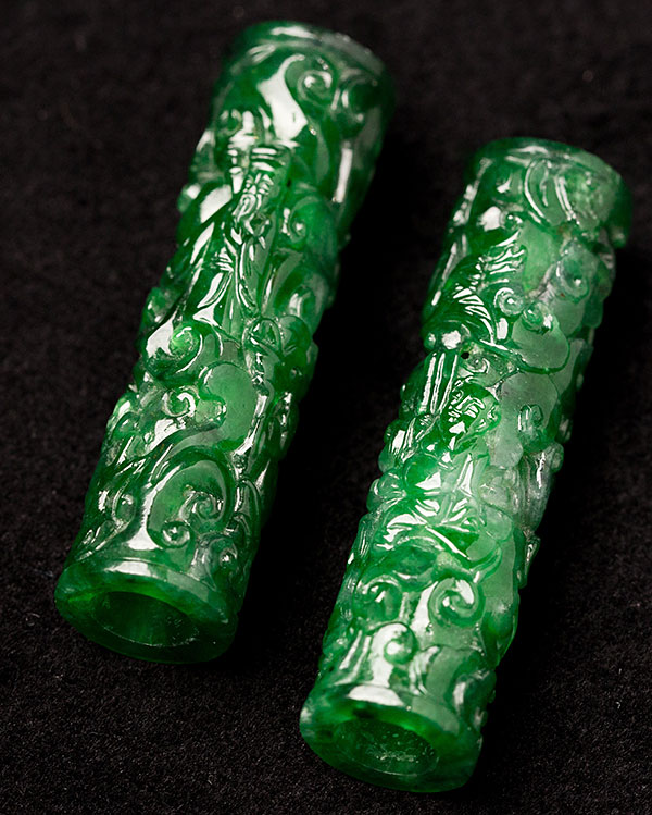 Carved jade earrings