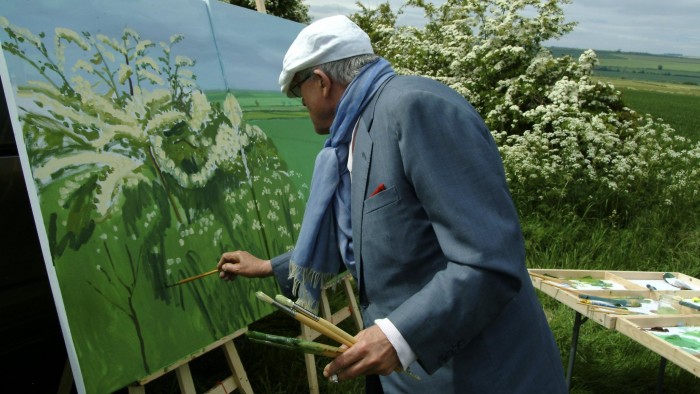 David Hockney at work on 'Woldgate Before Kilham'