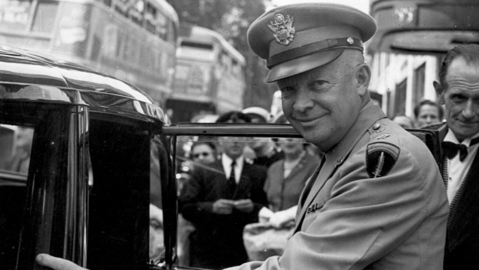 3rd July 1951: General Dwight D Eisenhower (1890-1969), more popularly known as Ike, visits London to take part in the ceremony of the handing over of the Roll of Honour of the 28,000 Americans who lost their lives in Europe during World War II. Eisenhower was later elected the 34th President of the United States. (Photo by Central Press/Getty Images)