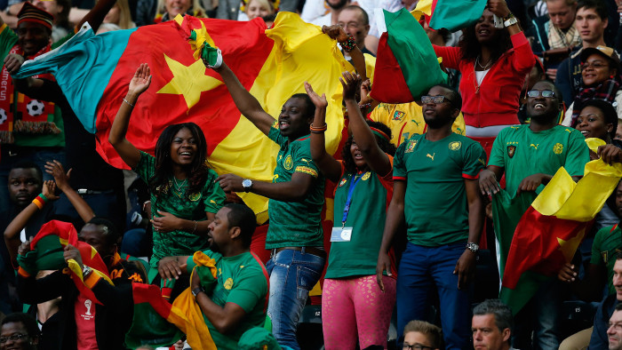Cameroon fans at a friendly match against Germany on June 1 2014, which drew 2-2
