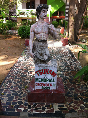Tsunami memorial outside the restaurant