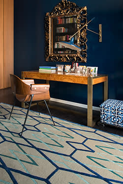 Bamboo Trellis Blue rug, designed by Neisha Crosland, for the Rug Company, £1,195 per sq metre