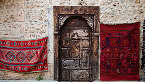 Carpets for sale in Kaleici bazaar, Anatolia