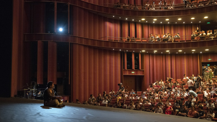Beijing August 15th, 2018 Pu Cunxin as Prospero on stage at the National Centre for Performing Arts, as a performance of a Chinese production of Shakespeare's The Tempest is about to start. Gilles SabriÈ for The Financial Times